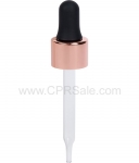 Glass Pipette, 7 x 65mm, Shiny Rose Gold Skirt Dropper with Black Rubber Bulb, 20-400 - Texas